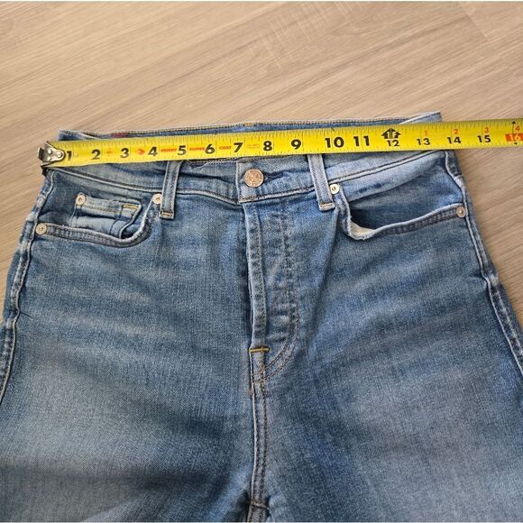 7 for All Mankind Button Up Fly Cropped Jeans Highrise Size 28 - Picture 6 of 12